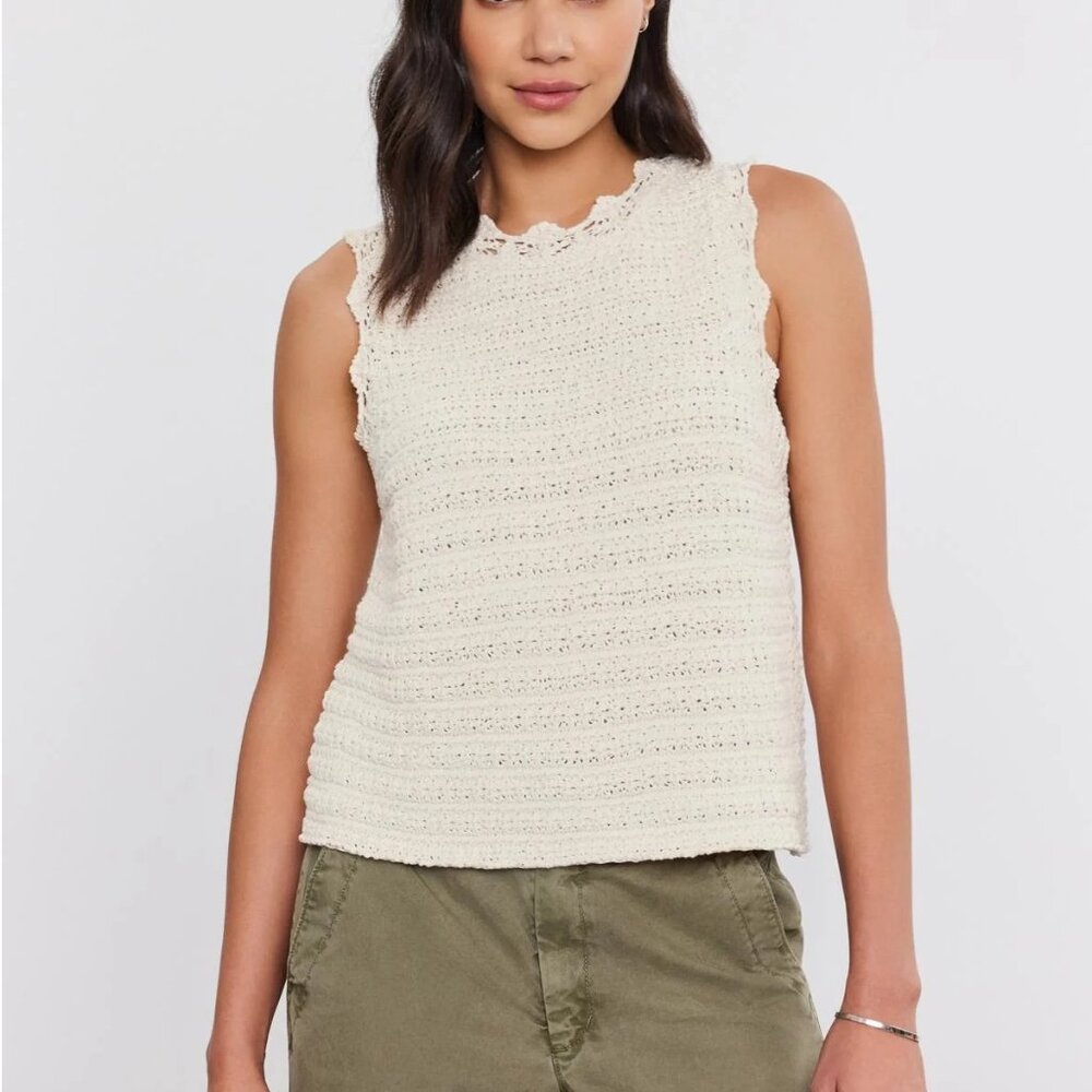 NWOT VELVET BY GRAHAM & SPENCER SOPHIE SWEATER VEST IN ECRU SIZE S